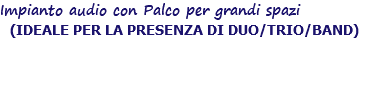 Impianto audio con Palco per grandi spazi (IDEALE PER LA PRESENZA DI DUO/TRIO/BAND) 