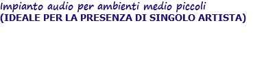 Impianto audio per ambienti medio piccoli (IDEALE PER LA PRESENZA DI SINGOLO ARTISTA) 